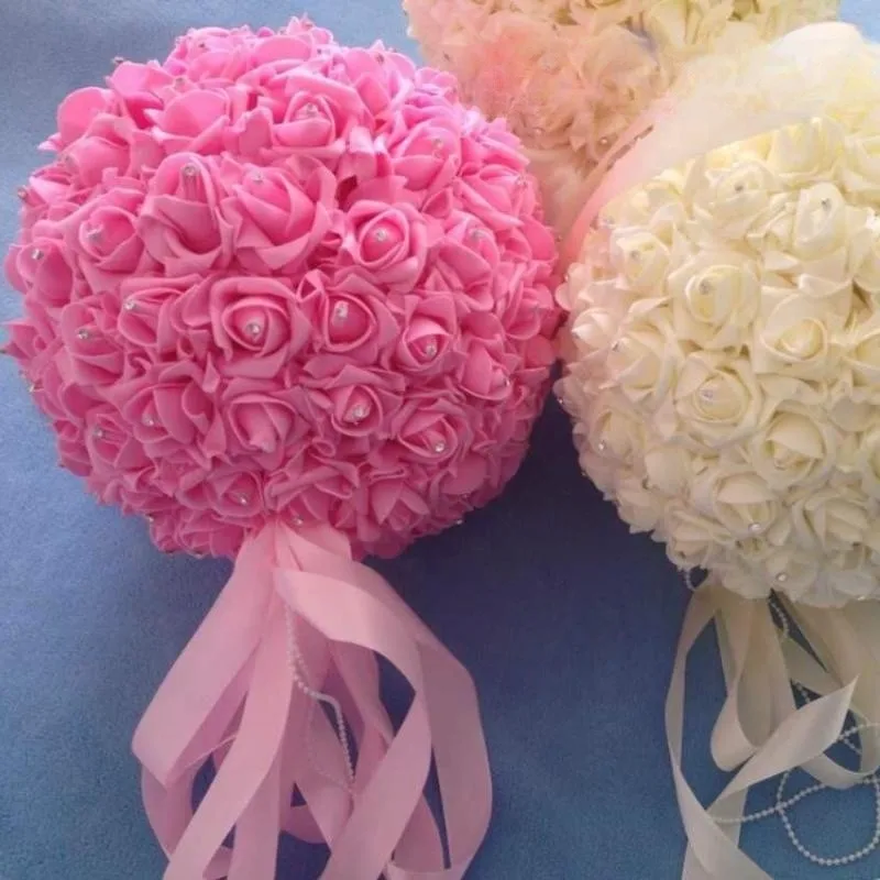 

Artificial rose flower ball, 28cm, 8 pcs/lot, artificial flower ball with diamonds, wedding party decoration