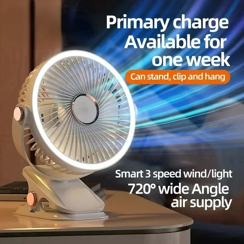 8000mAh مروحة التخييم قابلة للشحن سطح المكتب المحمولة الهواء المروج اللاسلكية السقف مراوح كهربائية مع مصباح ليد كليبون جديد