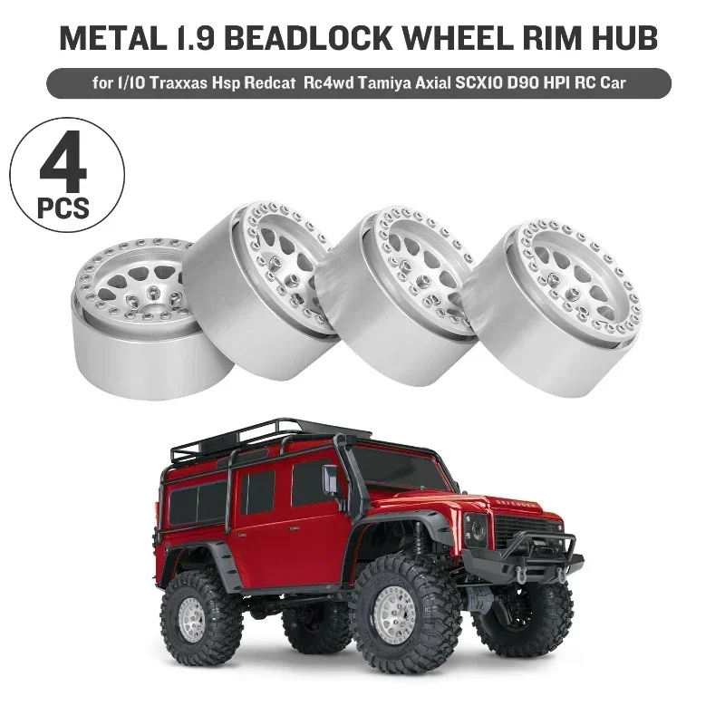 4 Uds. De llanta de rueda Beadlock de Metal 1,9 para 1/10 Trxs Hsp Redcat Rc4wd Tamiya Axial SCX10 D90 HPI pieza de repuesto de coche teledirigido