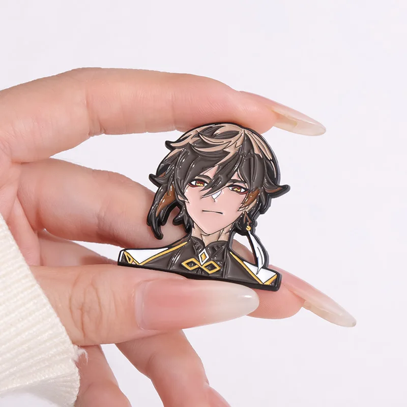 Genshin Impact Game Danemark ge Brooch Pins, Cute Cartoon, Rick Hutao Xiao Klee Venti Enamel Backpacks, Jackets Accessrespiration Jewelry