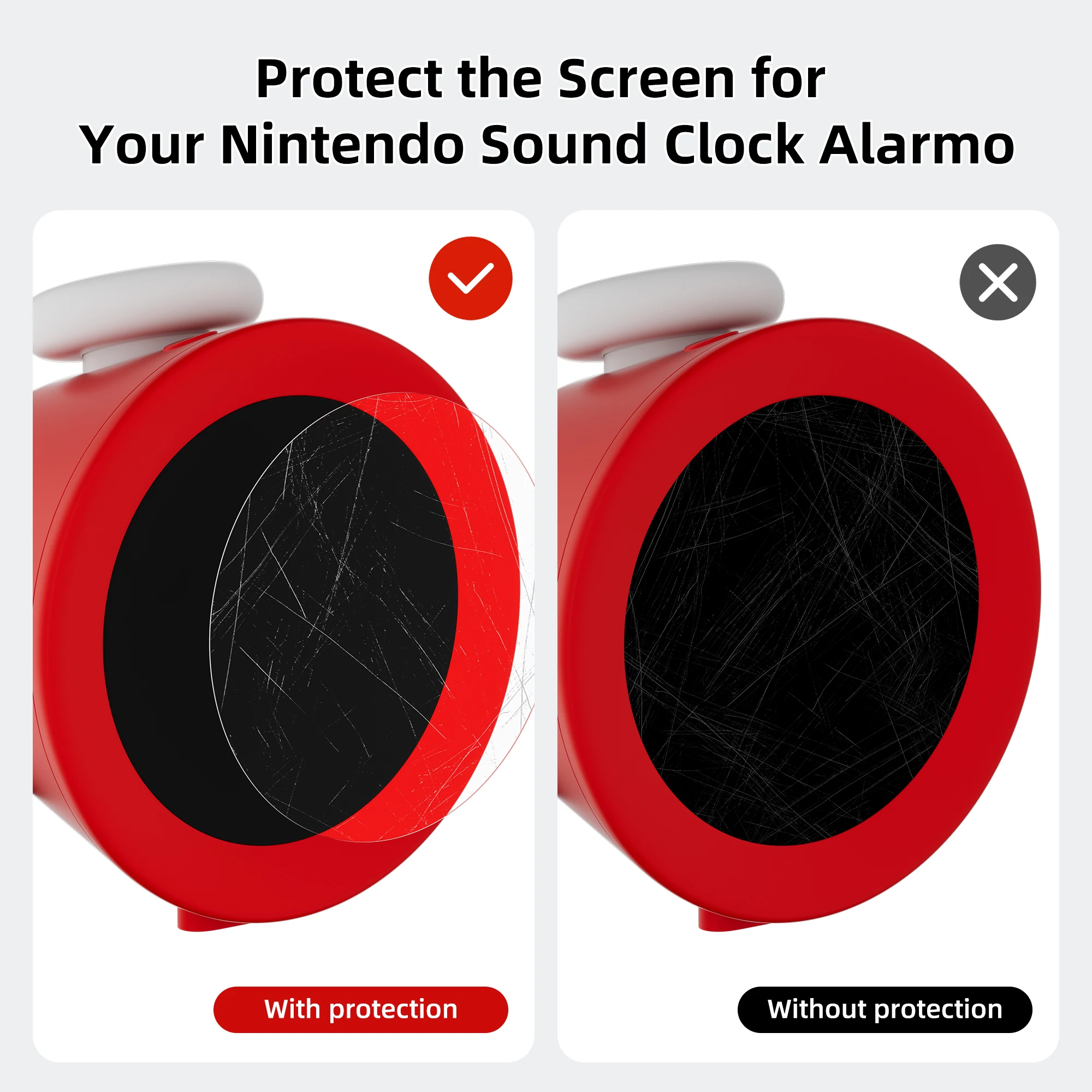 2PCS HD ภาพยนตร์สําหรับ Nintendo นาฬิกาเสียง Alarmo โปร่งใส HD Screen Protector ใช้งานร่วมกับ Nintendo Alarmo Anti-Scratching