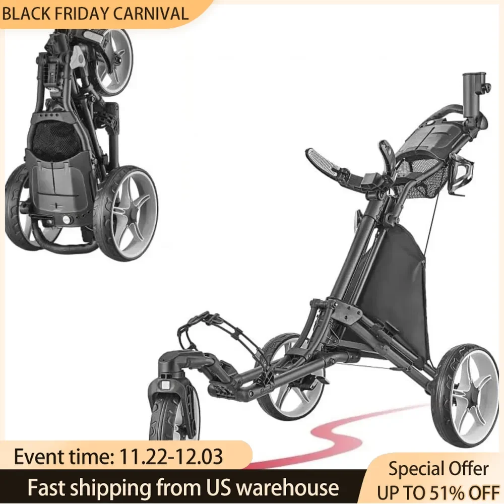 Golf Cart, Foldable Golf Push Cart, with The Built-in Cooler Included, Bag Cart Collapsible Golf Pull Cart