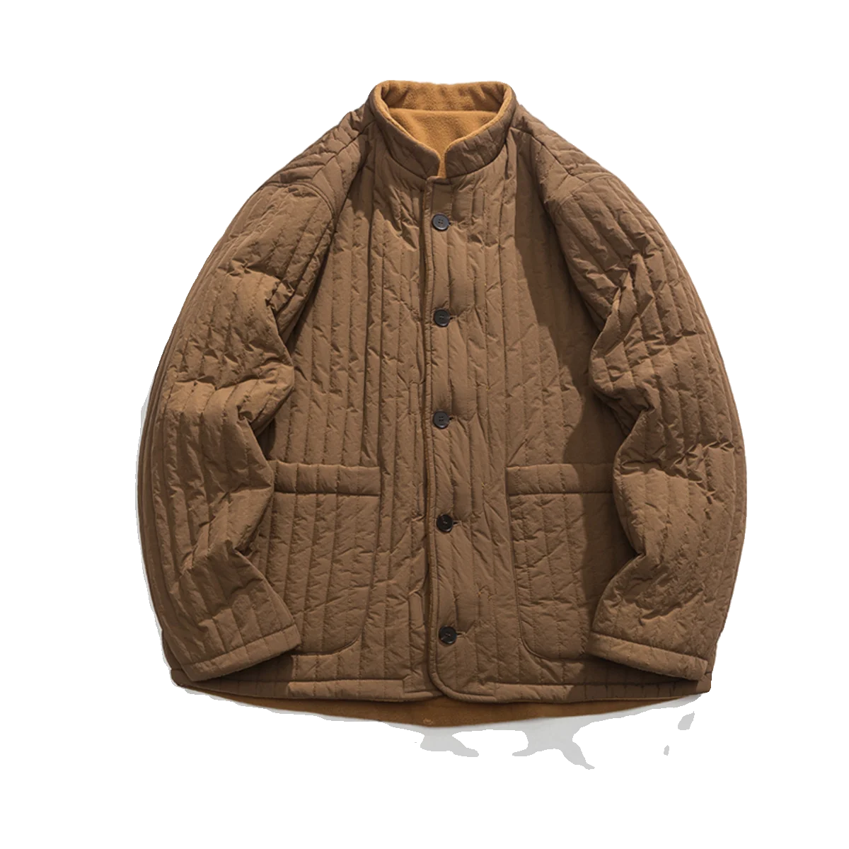 Men Vintage Quilted Cotton Parkas Men Solid Color Standing Collar Coats Chinese Style Harajuku Plush Warm Jacket Wear Both Sides