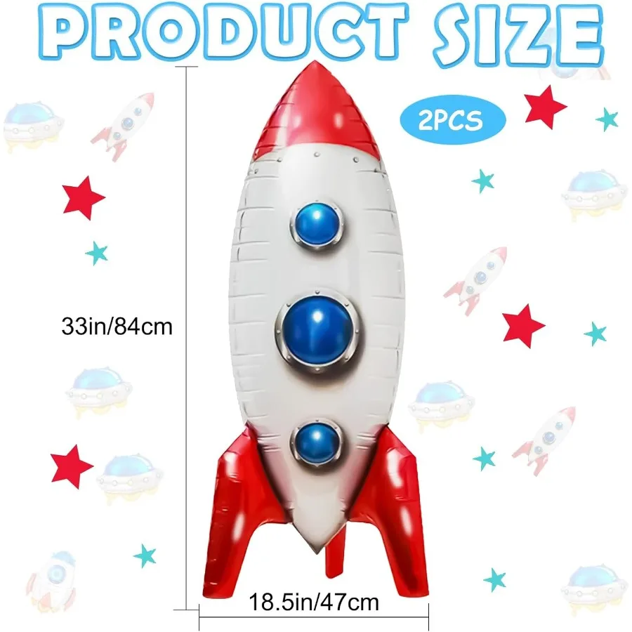 2 قطعة بالونات الصواريخ الكبيرة 33 بوصة الفضاء تحت عنوان زينة الحفلات 4D الألومنيوم احباط غالاكسي بالونات لعيد ميلاد الطفل دش Ast