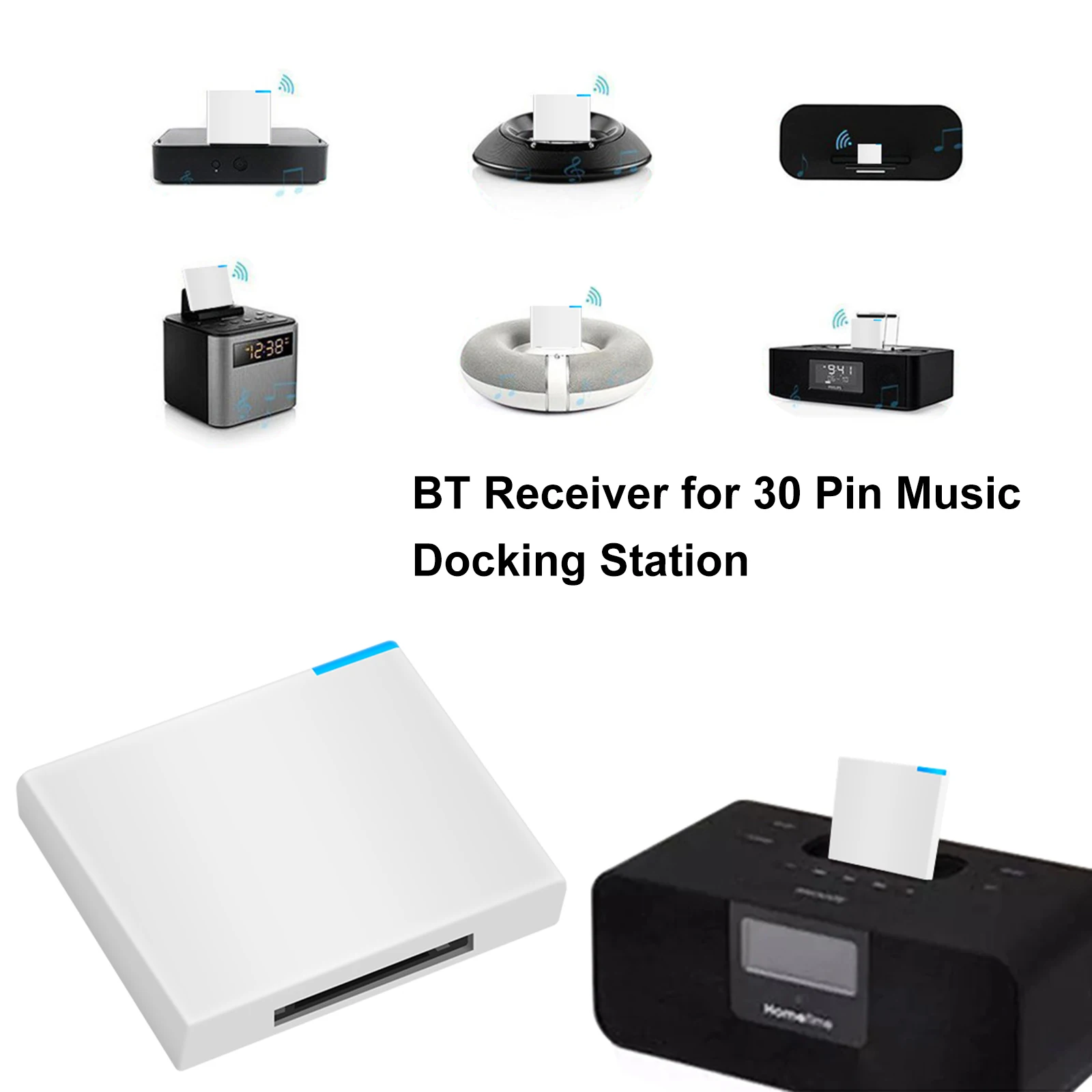 30 Pin BT Audio Music Receiver Support A2DP V1.2 BT Adapter Speaker Dock BT Receiver for iOS Music Player Phone iPod for Touch