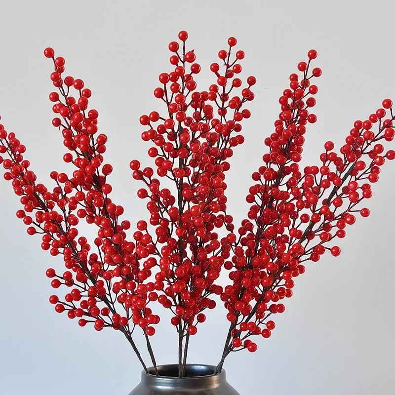 94CM Artificial 12 Fork South Red Fruit Home Living Room Christmas Decoration Holly Decoration Props Red Fruit