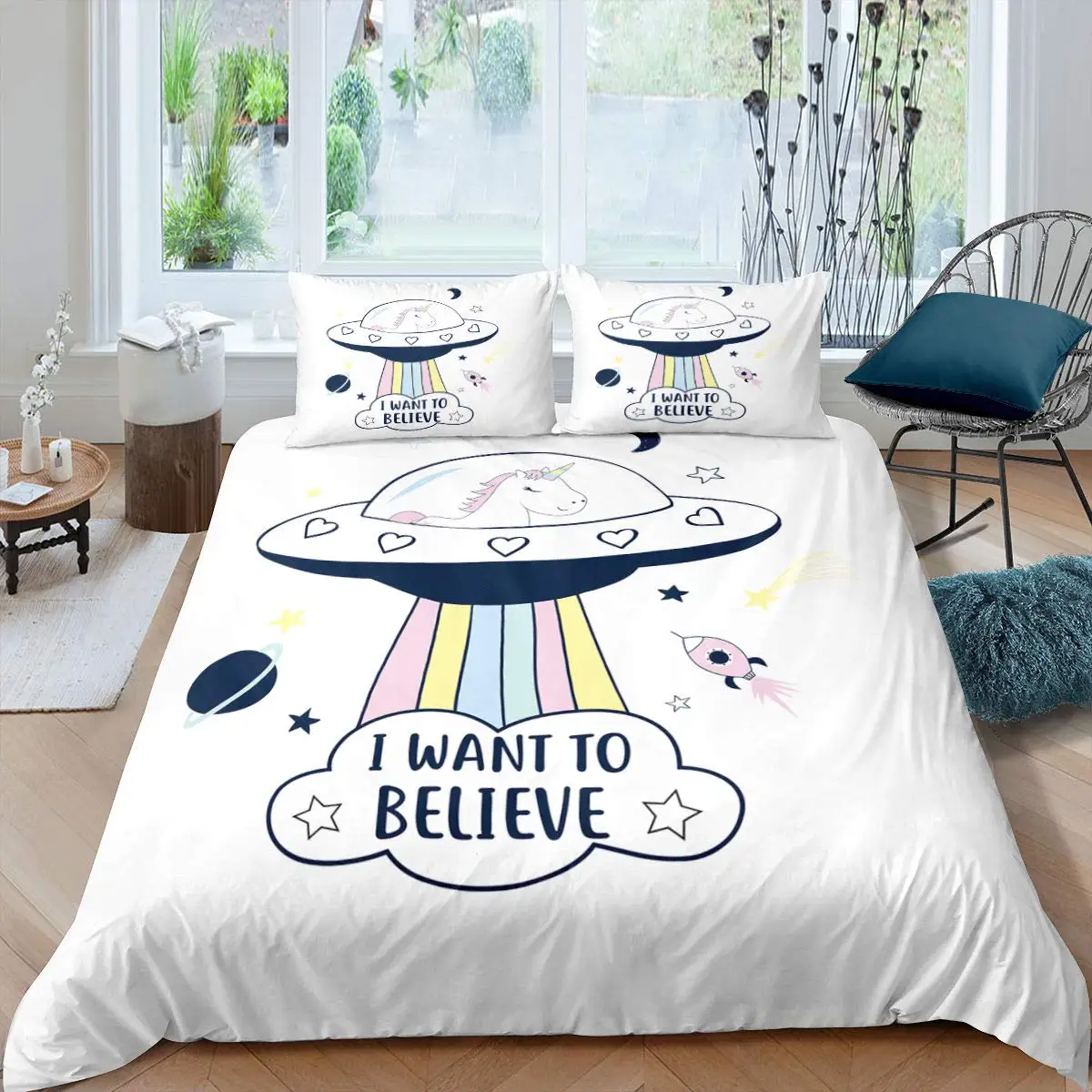 

Spaceship Duvet Cover Set Cartoon Style Polyester Comforter Cover For Boys Girls Quilt Cover With Pillowcase Double Single Size