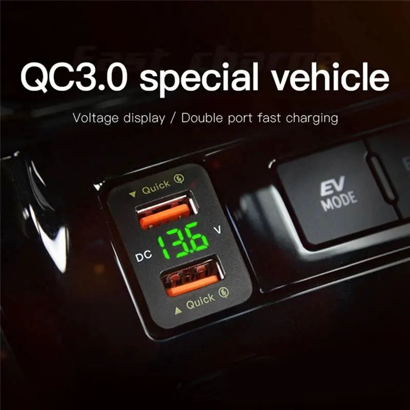 Rare 2X 36W Fast Car QC3.0 Dual USB Fast With Red Voltage Waterproof Mobile Phone For Toyota view 4