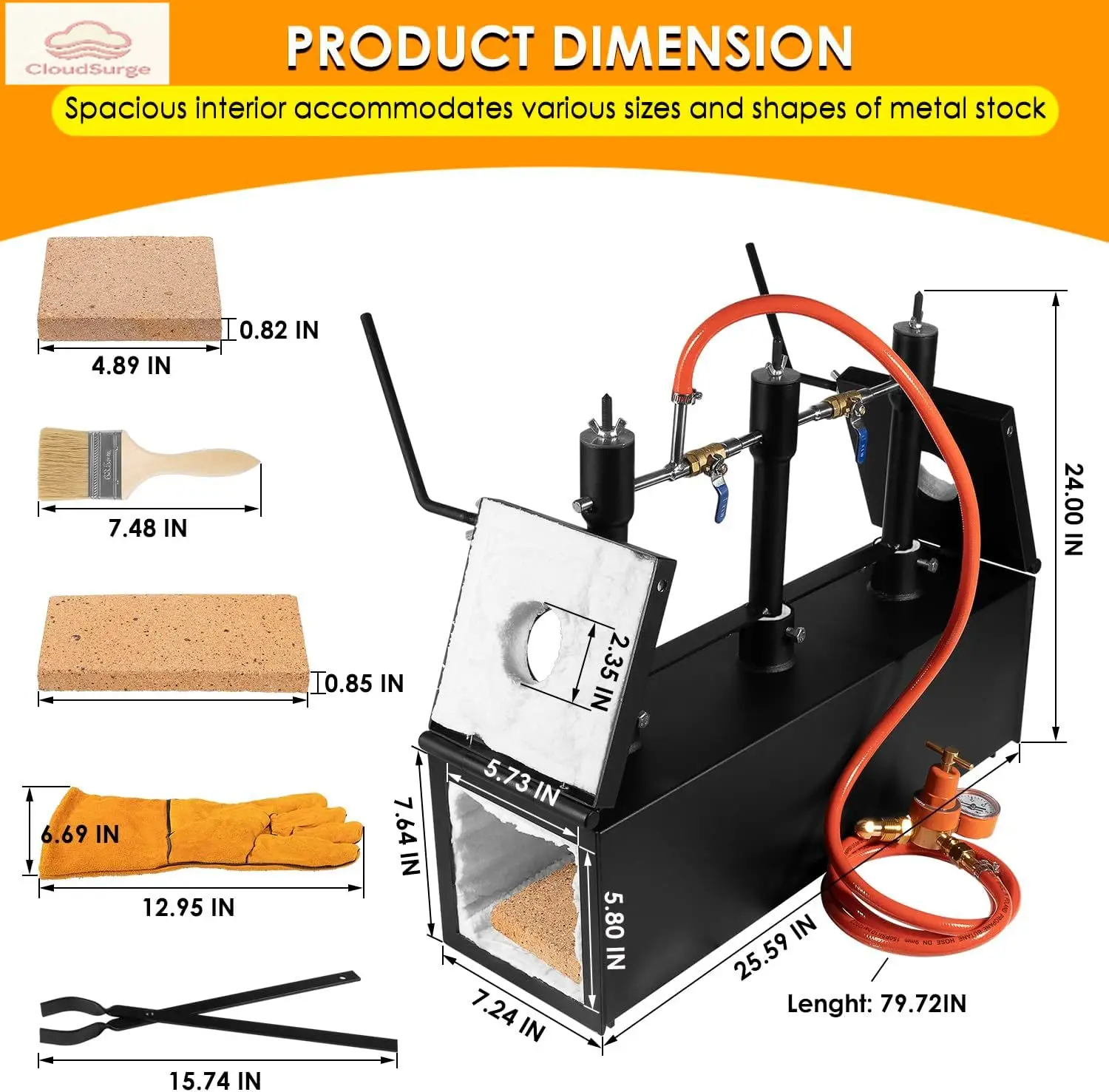 

Propane 3 Burners Forge, 2700℉ Blacksmithing Gas Forge, Large Capacity Square Propane Burner Portable Forge
