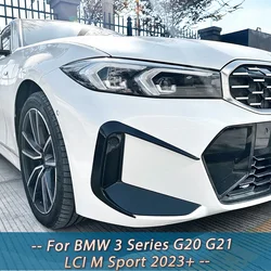 Car Front Bumper Splitter Side Spoiler Air Vent Body Kits Trim ABS Black For BMW 3 Series G20 G21 320 325 330 LCI M Sport 2023+