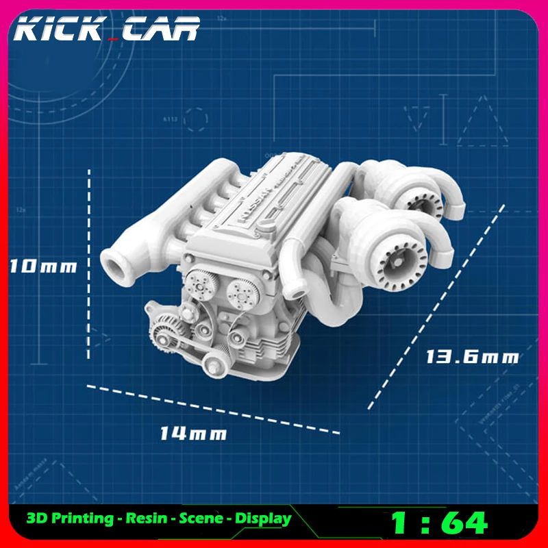 Kickcar 1/64 Vehicle Engine Model Car Diorama Uncolored Resin Garage Scene Repair Tools Decoration Simulation Scene Toy