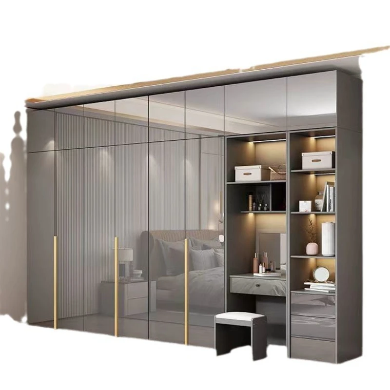 

Solid wood wardrobe household bedroom modern simple door storage wardrobe combination overall with dresser