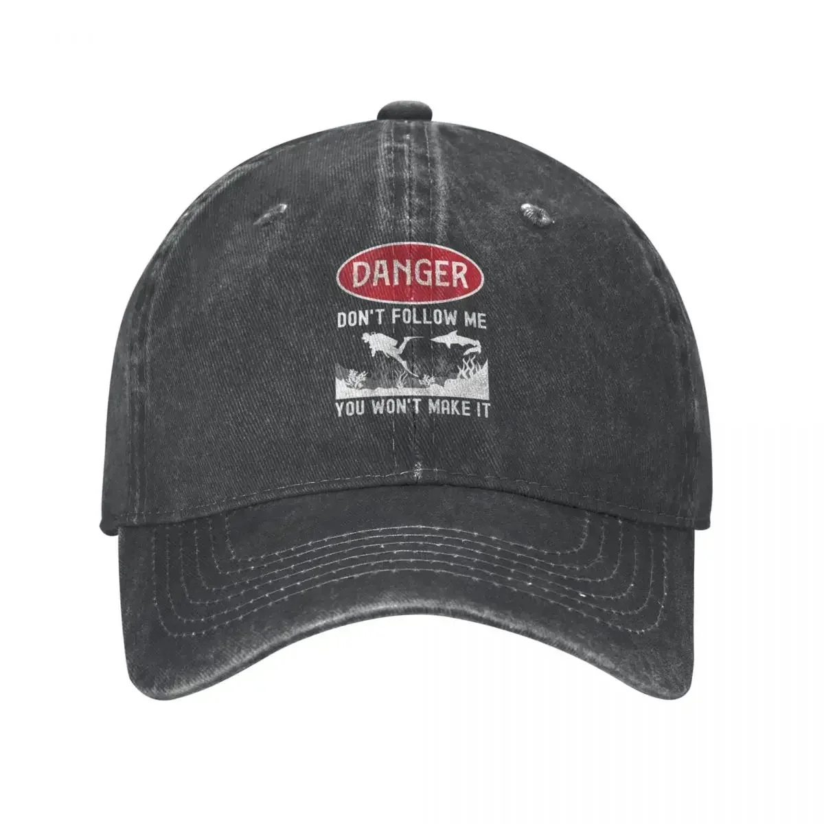 New Scuba Dive Diving Danger DonT Follow Me You WonT Make I Baseball Caps Retro Distressed Denim Snapback Cap Men Adjustable Cap