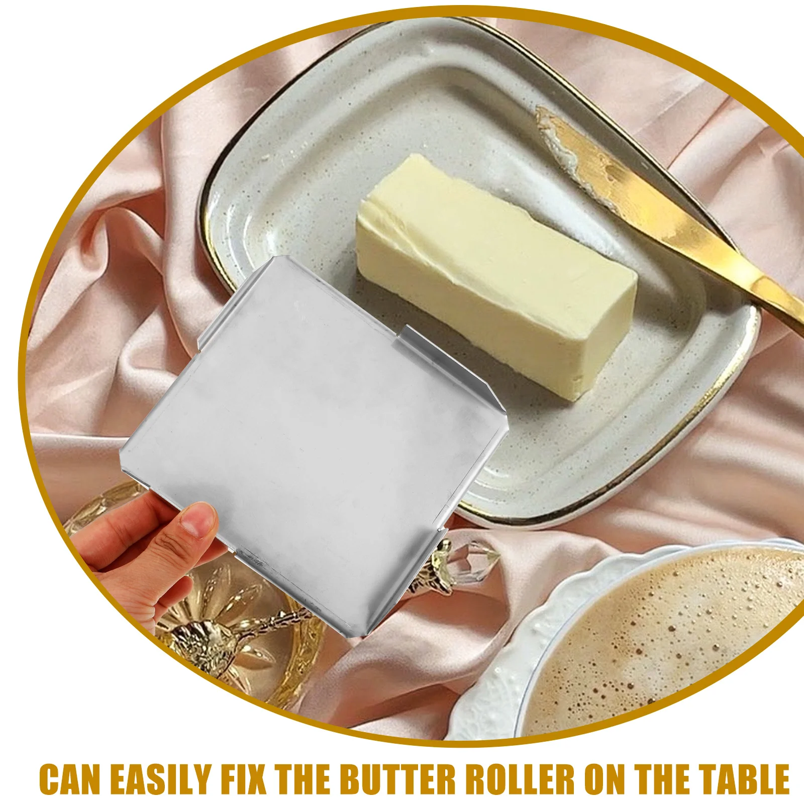 ステンレス製バターローラーベース、耐久性があり便利なキッチンバターホイール収納ベース、効率的なバーガー作りに