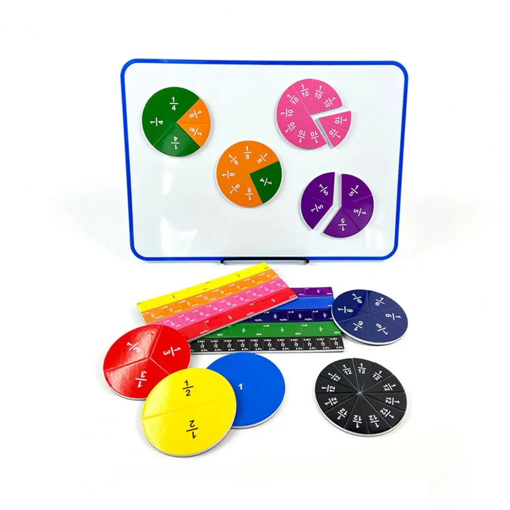 Students Fraction Learning Circles Educational Math Manipulatives Set for School Students Magnetic Fraction Tiles