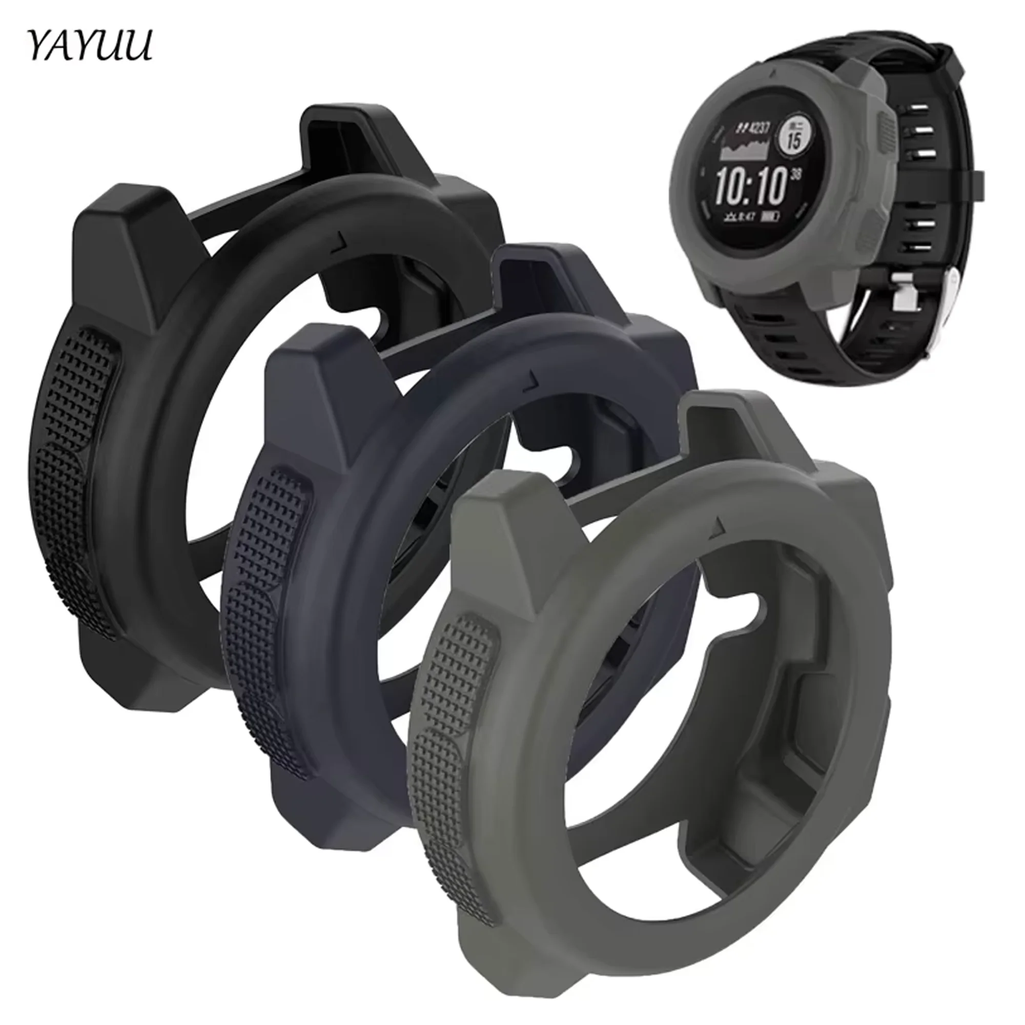 

Silicone Protective Cover Cases Anti-Scratch Bezel Protector Replacement for Garmin Instinct Solar/Instinct 2