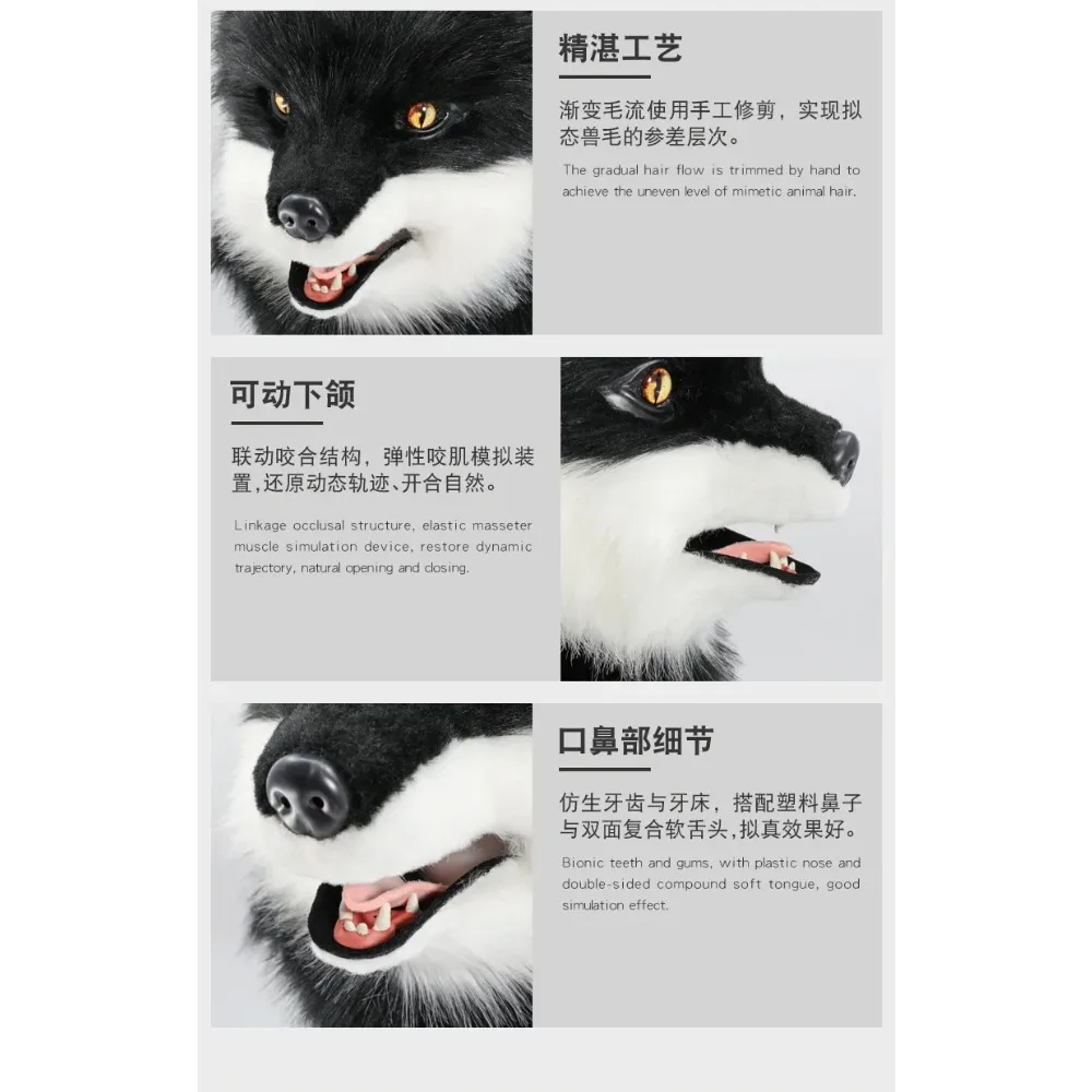 Halloween Animal Wolf Mask Cosplay Costume Accessories Furry Faux Fur Dog Fox Full Head Masks Anime Dress Up Party Cosplay Props 6