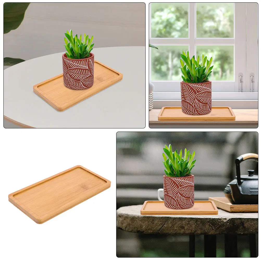 2 pcs Plant Tray Drip Flower Pot Water Planter Saucer Halloween Christmas New Year Bamboo Flower Pot Tray Bamboo Plant Tray
