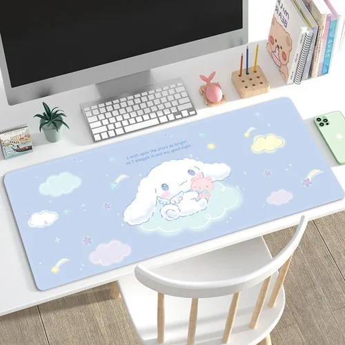 Imagen 2 del producto Alfombrilla de ratón Cinnamoroll, alfombrilla grande Kawaii de anime para juegos, alfombrilla de ratón Kuromi para Gamer, alfombrilla de escritorio con costura XXL para teclado de PC, alfombra para ratón
