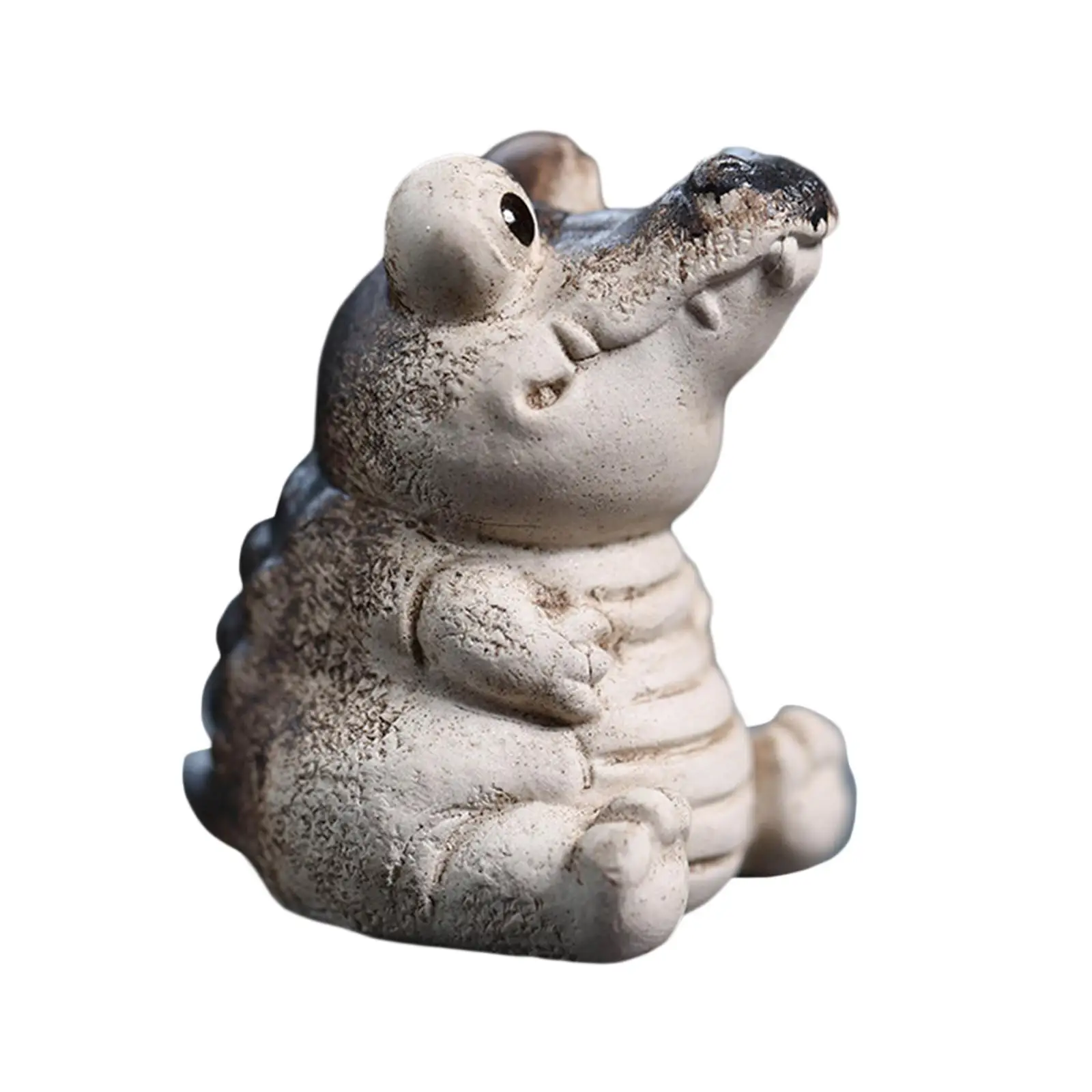 Pottery Clay Alligator Mini Tea Pet Figurine DIY Terrarium Crafts Lovely Souvenir for Tea Room Car Decoration Artistic