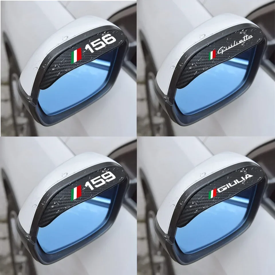 Car Rearview Mirror Rain Eyebrow Visor Carbon Fiber Car Rearview Side for Alfa Romeo Giulia STELVIO Giulietta 156 159 147 MITO