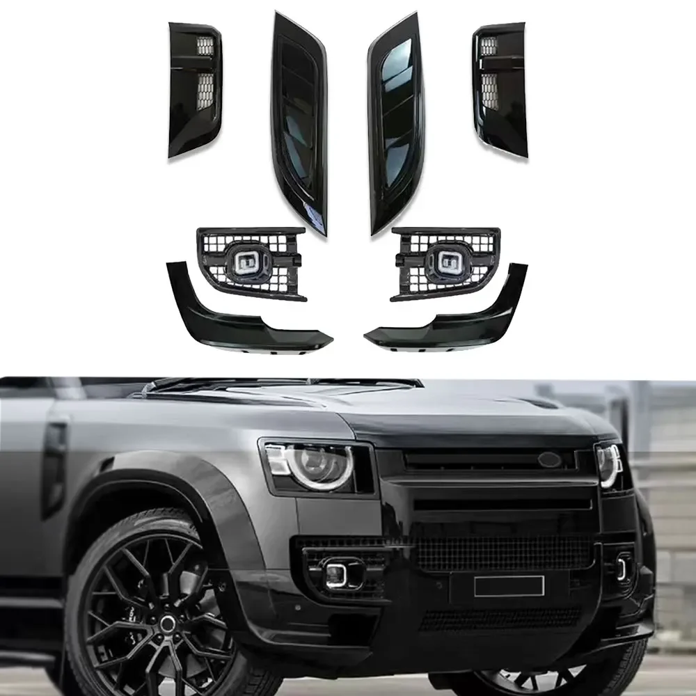 New Car Front Bonnet Vent Urban front bumper lip fender vents LED FOG LIGHT for Land Rover Defender 90 110 130 2020+