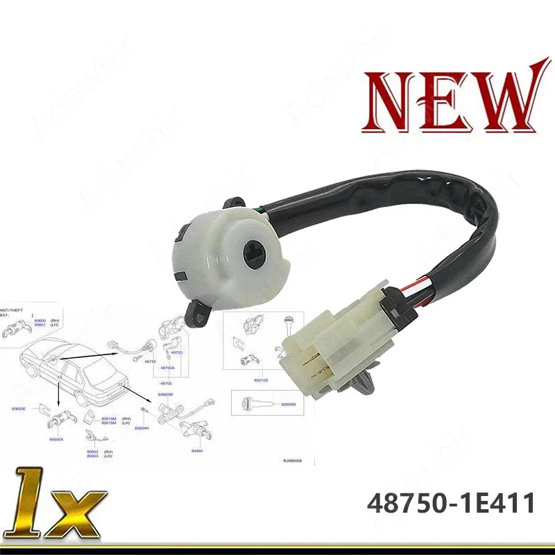 Car Ignition Key Switch for Nissan Altima Maxima I30 (1996-2001) - OEM 487501E411 487502M000 - 6 Pin Connector Replacement
