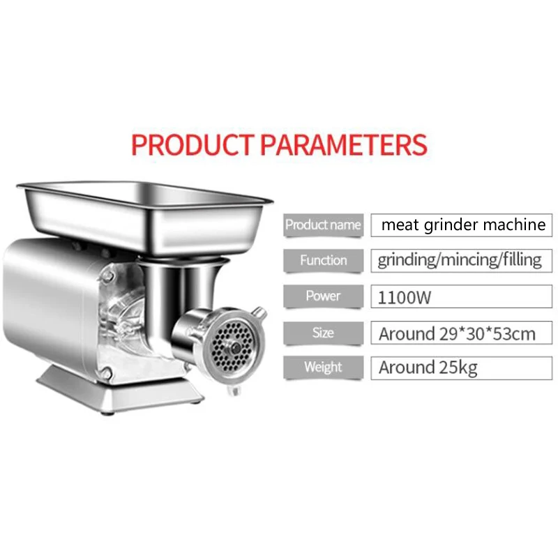 Electric Commercial Industrial Stainless Steel Meat Grinder Machine Automatic Fresh Meat Mincer For Chili Garlic