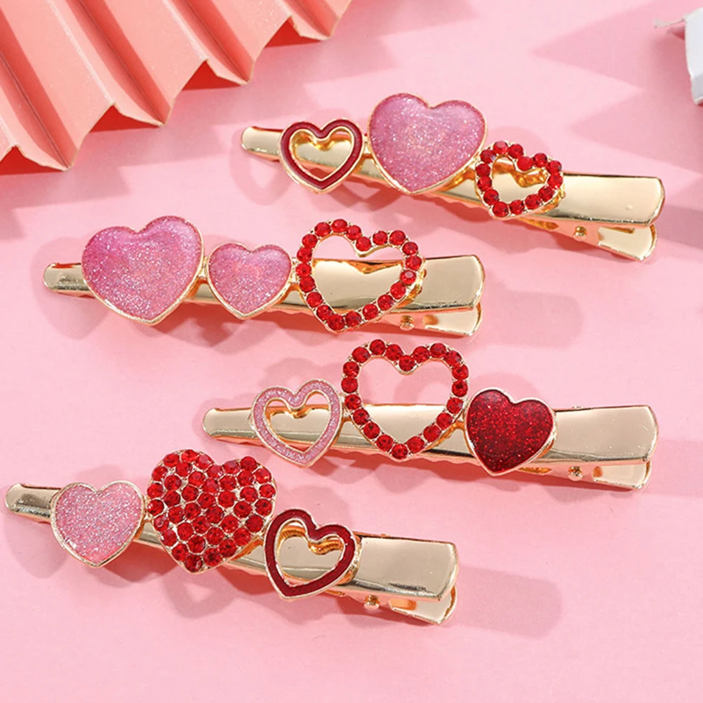 

Love Hairband Clip Set Valentine's Day Headband Romantic Rhinestones Zinc Alloy Heart Shape Headwear Photo Prop