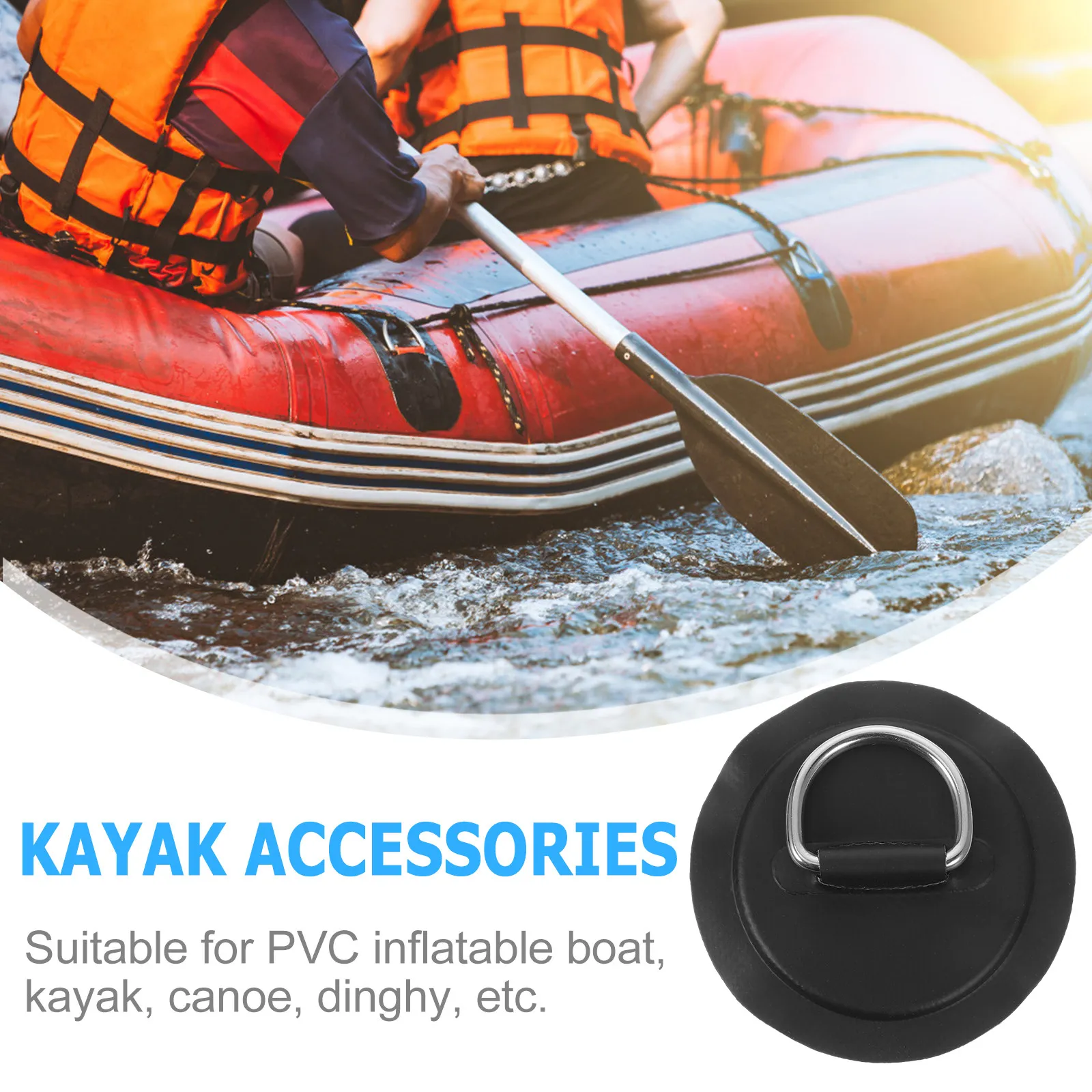 5Pcs D Shaped Stainless Steel D Rings with PVC Base for Inflatable Kayaks Rafts Paddle Boards Repair Replacement Tie Down Kit