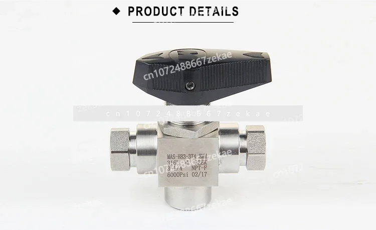 Stainless Steel 3 Way Natural Gas High Pressure Ball Valve Good Quality MAS-H83