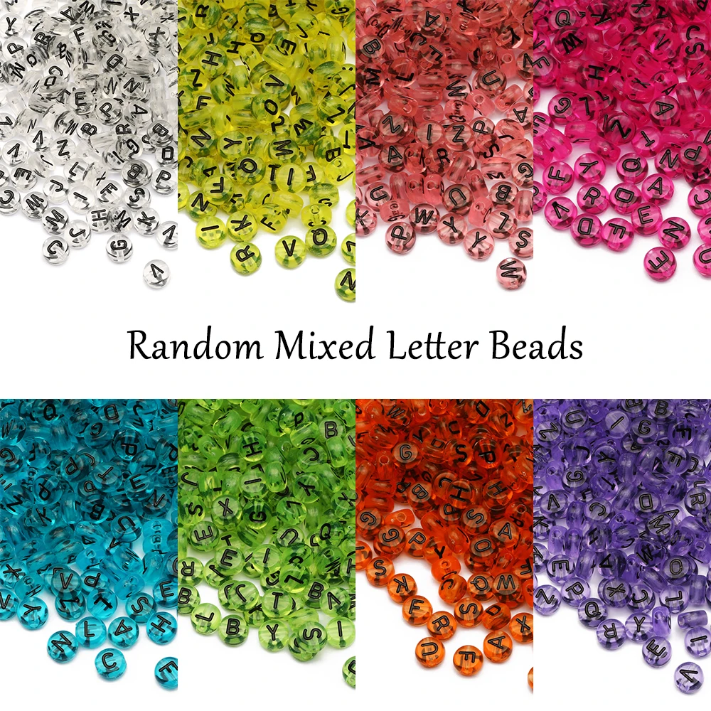 100/500Pcs Flat Round Acrylic Alphabet Beads A-Z Random Letter Loose Beads For DIY Bracelet Necklace Keychain Jewelry Making