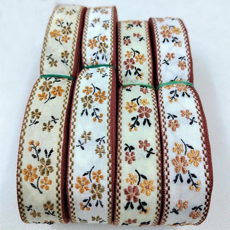 New 23-25mm 22 Yards Embroidery Vintage Ethnic Polyester Ribbon Accessories Flowers Lace DIY Clothes Bag Dress Decoration