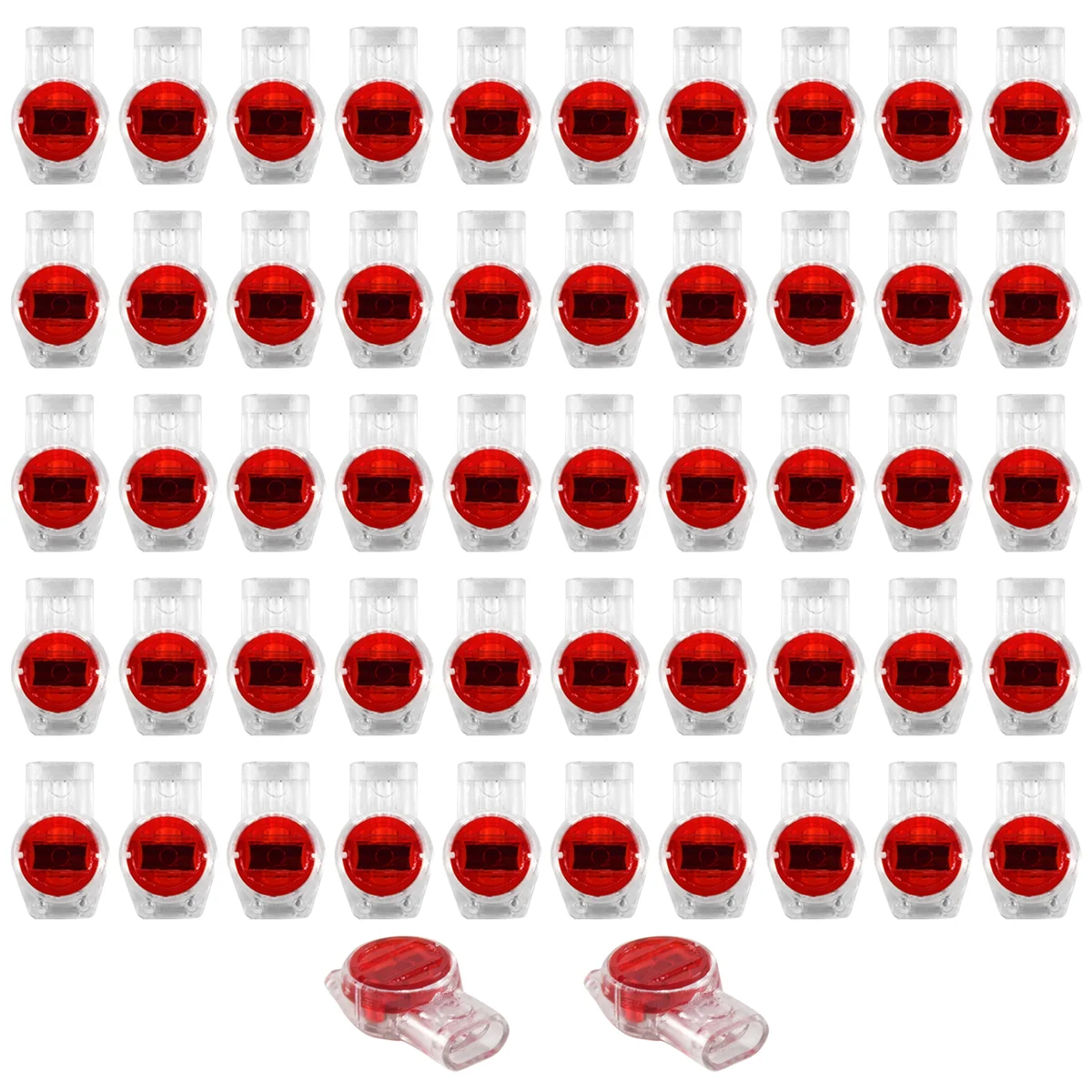 55 Stuks Gel Splice Ur Connector 3 Poort Draad Connectoren Rood + Helder