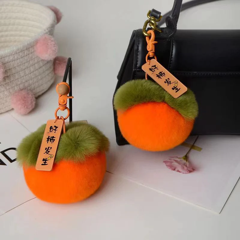 Porte-clés en Fausse Fourrure de Lapin pour Femme, Mini Mignon, Petit Kaki, Peluche, Fourrure de Lapin Rex, Clé de Voiture, JOBag, Décoration, Pendentif Cadeau