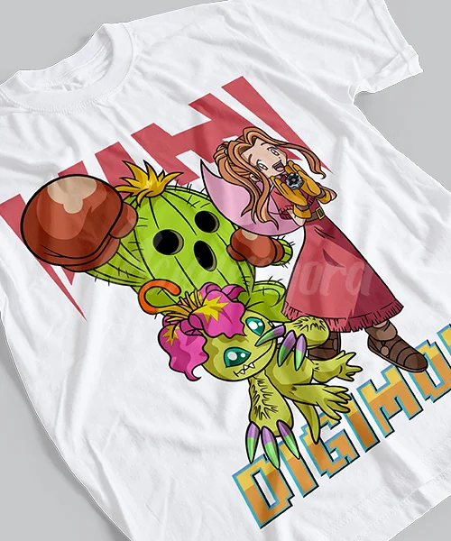 T-shirt For Anime Digimon Mimi y Palmon Transformación Togemon