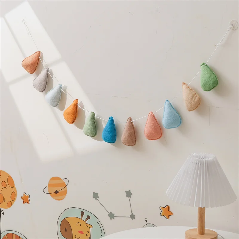

INS Nordic Felt Raindrops Garland Colorful Waterdrops String Pennant Kids Room Wall Hanging Decoration Nursery Decor Photo Props