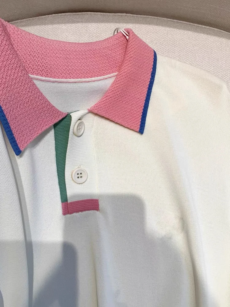 ファッショナブルなカラーブロック、ノースウェットTシャツ、ルーズフィット、多用途、メンズ＆レディースサマースリーブトップ