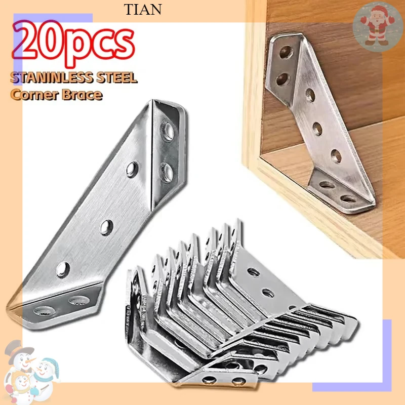 T‌IAN   Thickened 90 Degrees Right Angle Stainless Steel Fixed Bracket, 10/20/40/50Pcs Furniture Connector Hardware‌