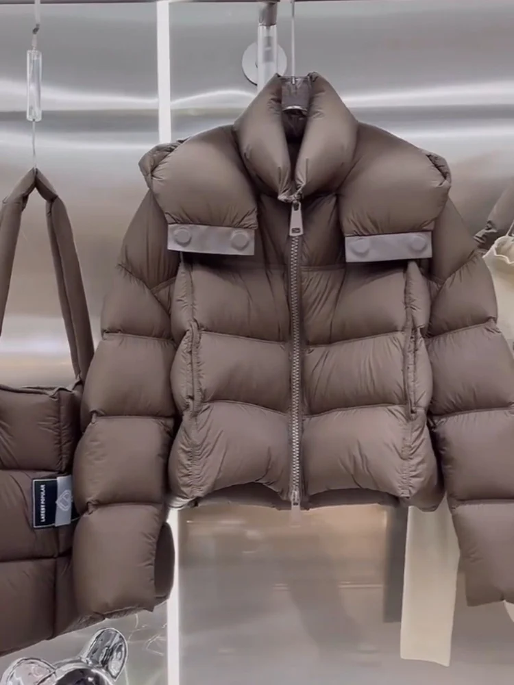 패셔너블한 오트 퍼퍼 재킷 여성용 커피색 브레드 슬레 아우터웨어 겨울 코트 따뜻한 슬리 레귤러 핏 폴리에스터 섬유