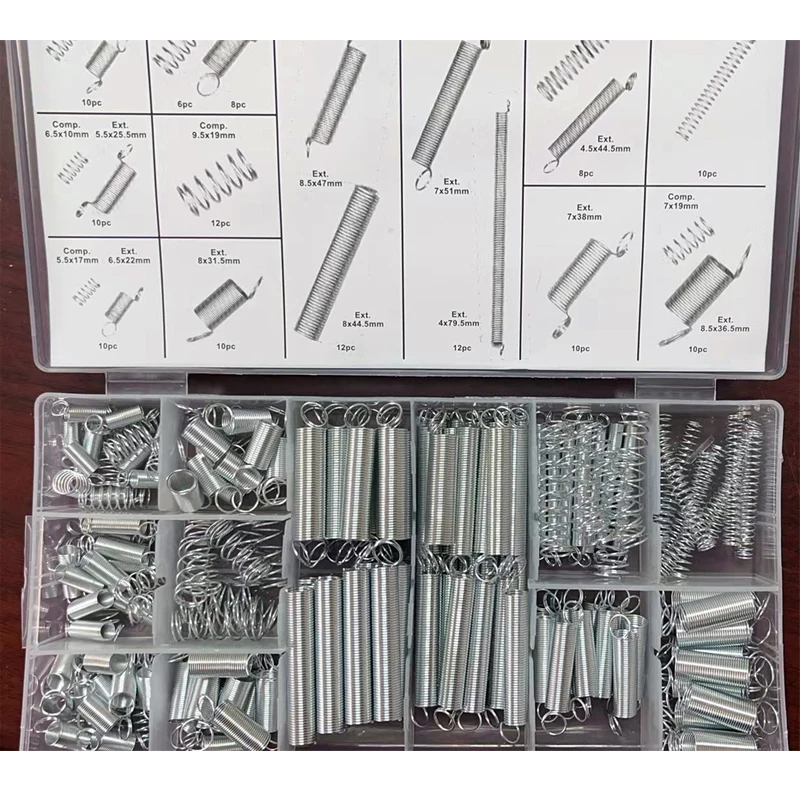 200PCS Tension Extension Spring Compression Spring Stretch Hook Spring Set DIY Hardware Accessories Set