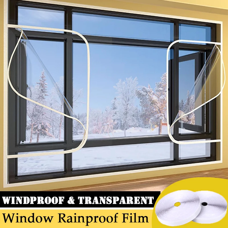 DIY Winter Home Windows Windproof Screen Transparent Indoor Keep Warm Film Self-Adhesive Clearly Curtain With Zipper