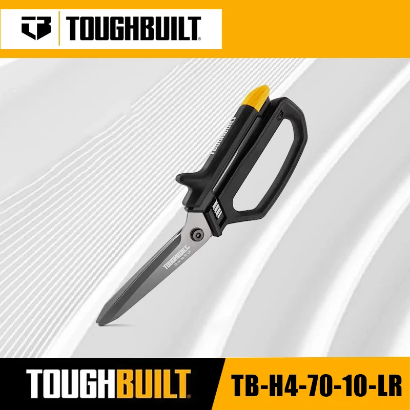 

TOUGHBUILT TB-H4-70-10-LR open handle tool for cutting iron sheets, sharp and durable household scissors