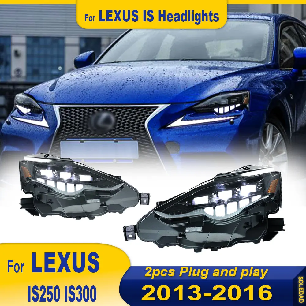 2pcs Head Lamp for Lexus is is250 is300 LED Headlight 2013-2016 Headlights DRL Turn Signal High Beam Angel Eye Projector Lens