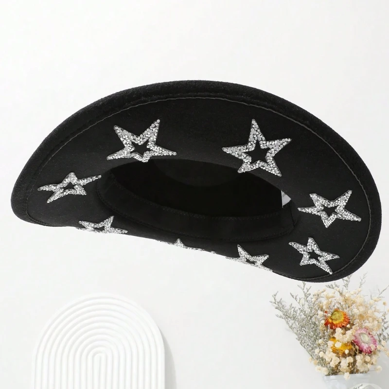 Female Cowgirl Hat Bridal Shower Hat Wide Brimmed Hat Bridesmaids Fedoras Hats DXAA