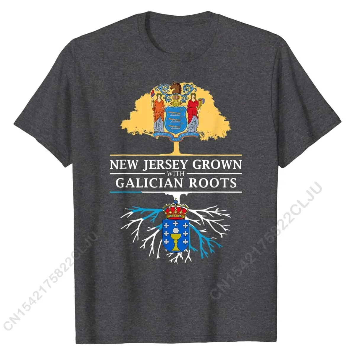 New Jersey Grown With Galician Roots - Galicia T-Shirt Men Cheap Summer Tops & Tees Cotton T Shirt Custom