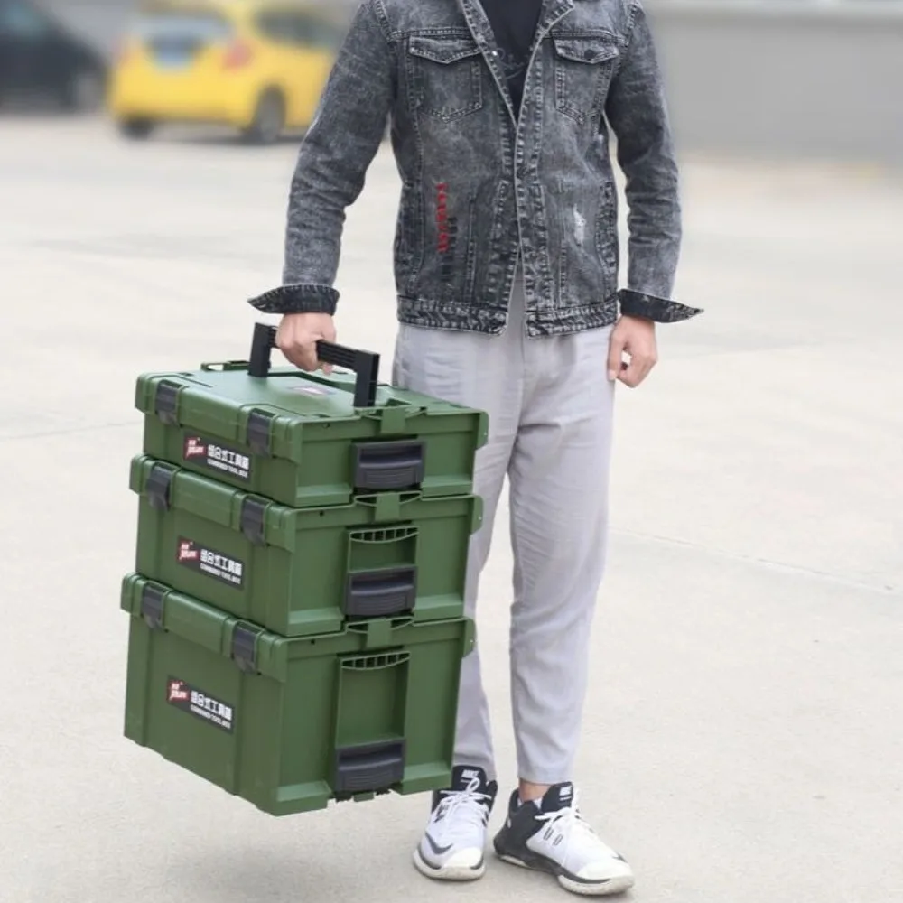 Stackable Thickened Toolbox Hardware Tools Electrical Portable Woodworking Tool Case Durable Tool Storage and Organization