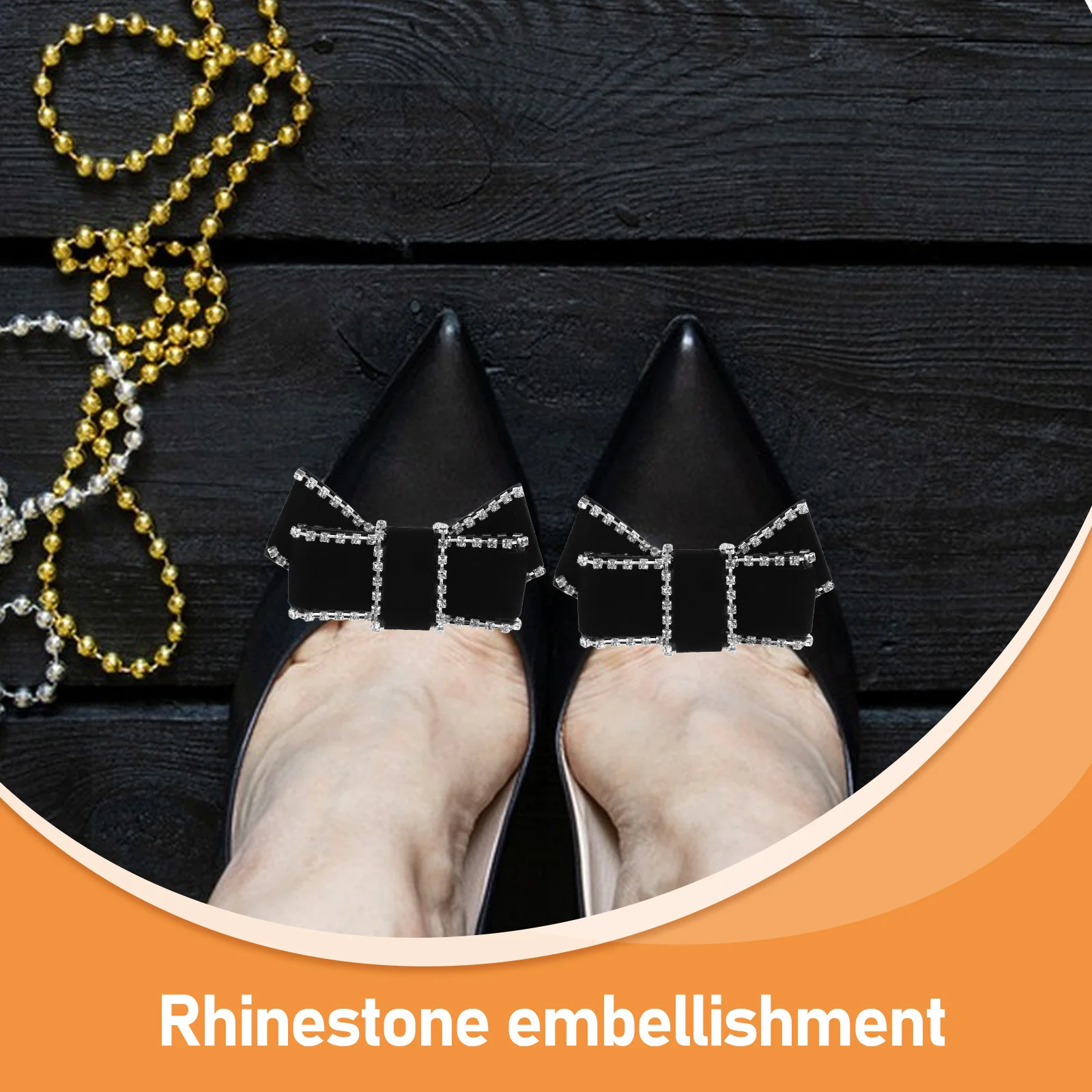 1Pair Removable Shoe Clips Bowknot Rhinestone Embellishments for Women Shoes Sandals Bags Clothing Hair Accessories