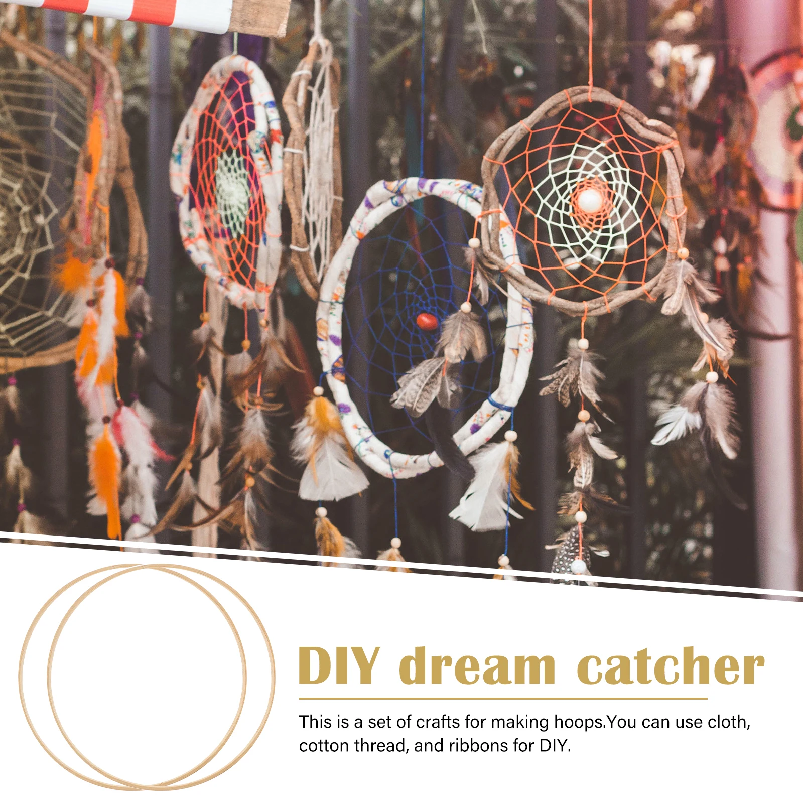

12 Pcs Dream Catcher Bamboo Circle Catchers Craft Dreamcatcher Christmas Decorations