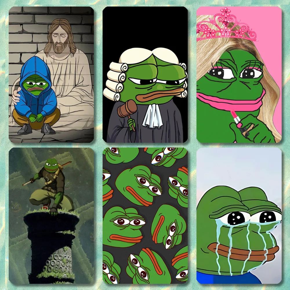 Sad Frog P-PepeS Stickers Cartoon Credit Card Visa Debit Bank Charge Card Bus Metro Waterproof Sticker Decal Decoration